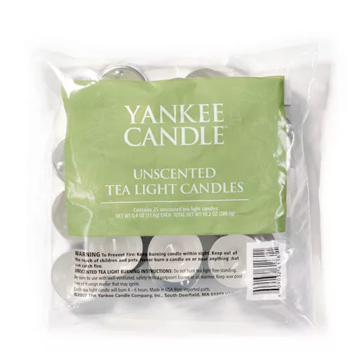 25 Yankee Candle Unscented Tea Light Candles