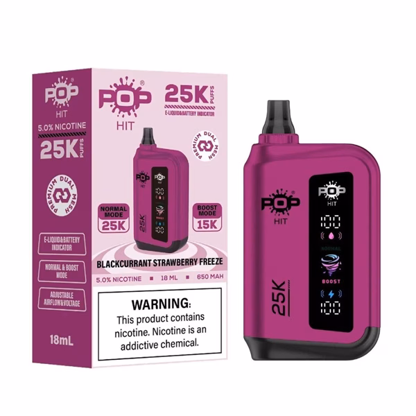 Pop Hit 25000 Puff Disposable | 5% Nic Salts - Blackcurrant Strawberry Freeze